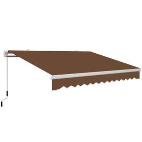 Us840-151cf0145 Outsunny 13ftx8ft Manual Retractable Sun Shade Shelter Outdoor Patio Awning Canopy Coffee