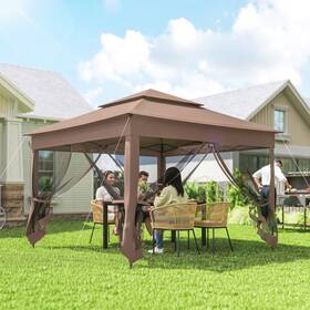Us840-166v01bn0141 Outsunny 11ft X Pop-up Gazebo Canopy With Carrying Bag Brown