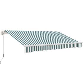 Outsunny Us840-207gn0131 12ft X 10ft Retractable Awning Patio L W Green And White