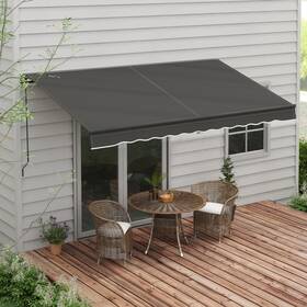 Us840-264v05cg0141 Outsunny 12ft X 10ft Patio Retractable Awning Sunshade Shelter Dark Gray