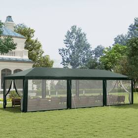 Us84c-024v01gn0141 Outsunny 10ft X 28ft Gazebo Canopy Cover Tent With Removable Walls