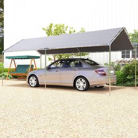 Us84c-159gy0131 Outsunny 10ftx20ft Carport Outdoor Heavy Duty Party Tent Galvanized Car Canopy
