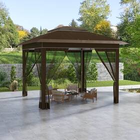 Us84c-2240141 Outsunny 12ft X Outdoor Pop-up Tent Canopy With Mesh Sidewalls And Bag