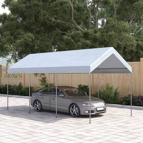 Us84c-386v00wt0141 Outsunny 20x10ft Height Adjustable Carport Patio Storage Shelter