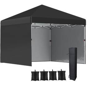 Us84c-403v01bk0145 Outsunny 10ft X Pop Up Canopy With 3 Sidewalls And Carry Bag Black