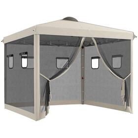 Us84c-495v00bg0145 Outsunny 10ft X Pop Up Canopy Tent With Netting Carry Bag And Windows