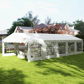 Us84c-591v00wt0141 Outsunny 16.5ft X 33ft Party Tent Canopy With Removable Sidewalls White