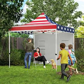 Us84c-606v00mx0141 Outsunny 10ft X Heavy Duty Pop Up Canopy Tent Upf50 American Flag