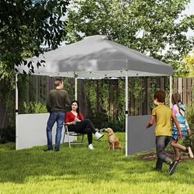Us84c-622v00cg0141 Outsunny 10ft X Pop Up Canopy Tent With 2 Half Sidewalls Dark Gray