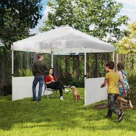 Us84c-622v00wt0141 Outsunny 10ft X Pop Up Canopy Tent With 2 Half Sidewalls White