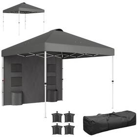 Us84c-623v00cg0145 Outsunny 10ft X Pop Up Canopy Tent With Sidewall Dark Gray