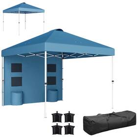 Us84c-623v00db0145 Outsunny 10ft X Pop Up Canopy Tent With Sidewall Sea Blue