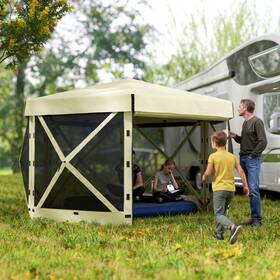 Us84c-644v00bg0141 Outsunny 12ft X Hexagonal Pop Up Gazebo Outdoor Canopy Tent