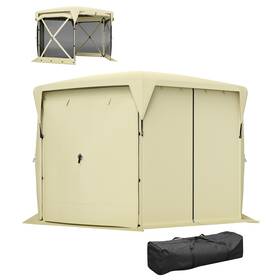 Outsunny Us84c-647v00bg0145 11ft Pop Up Gazebo Screen Tent With Removable Roof Beige