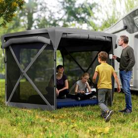 Us84c-647v00cg0141 Outsunny 11ft Pop Up Gazebo Screen Tent With Removable Roof Dark Gray