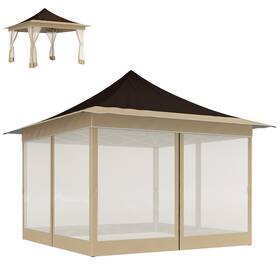 Outsunny Us84c-661v00bn0145 12 X Ft. Pop Up Canopy Tent Instant Sun Shelter Brown