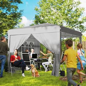 Us84c-754v00lg0141 Outsunny 10 X Ft Pop Up Canopy Tent With Sidewalls Upf50 Instant Light Gray