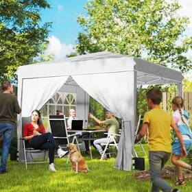 Us84c-754v00wt0141 Outsunny 10 X Ft Pop Up Canopy Tent With Sidewalls Upf50 Instant White