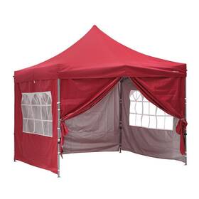 Aov-odf011re Ovastlkuy Canopy 120 Inch X120 X96 Red Folding With Sidewalls Carrying Bag Heavy Duty