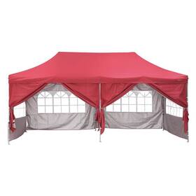 Aov-odf014re Ovastlkuy Instant Patio Canopy Tent 10 Ft. X 20 Steel With Sidewalls In Red