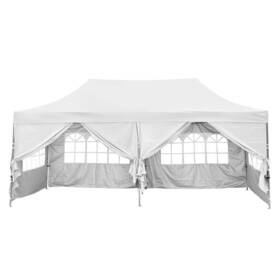 Aov-odf014wh Ovastlkuy Canopy Tent 240 Inch X120 X126 White With Sidewalls Collapsible Heavy Duty