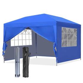 Maob-gz033bl Ovastlkuy Outdoor Patio Canopy Collapsible Blue With Storage Bag 4-removable Side