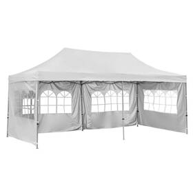 Maov-odf013wh Ovastlkuy Canopy Tent 20ft X 10ft Heavy Duty Outdoor White With Wheeled Carrying Bag