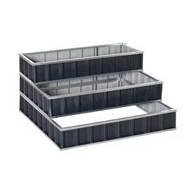 Oyezvary 705353695049 46.50 Inch Dark Gray Steel Square Outdoor 3-tier Planter Raised Beds With Pair Of