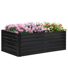 Oyezvary 711181839821 70.8 Inch X 35.5 23.3 Black Steel Raised Garden Bed With Reinforcing Ba