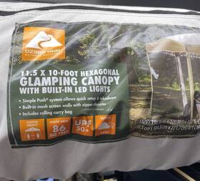 Ozark Trail 810007488844 11.5ft X 10ft Hexagonal Glamping Canopy With Built-in Led Lights
