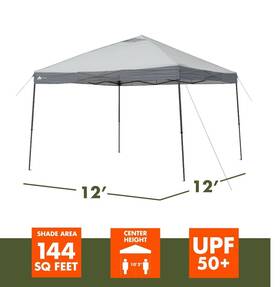 Wmt-1212122 Ozark Trail 12ft X Instant Straight Leg Canopy For Camping - Gray