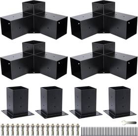 Fba-msh-013 Panghuhu88 Pergola Brackets 4x4 Diy Woodworks Kits 3-way Corner Extension Black