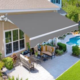 P-syzyp-007 Paramondo 9.8ftx8.2ft Patio Awning Retractable Fully Assembled Manual Sunshade Shelter O
