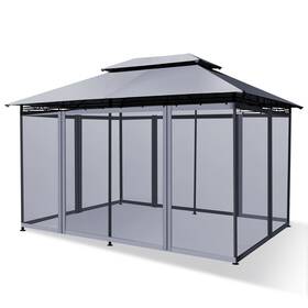 N354gra19200 Patiojoy 2-tier 10ftx13ft Steel Gazebo Canopy Tent Shelter Patio Garden Outdoor Netting