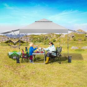 N844wha19716 Patiojoy Outdoor 10ftx17.6ft Instant Pop-up Canopy Tent Dual Half Awnings Adjust Patio