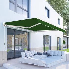Aw-m1100 Patisol 8ftx7ft Patio Awning Retractable Fully Assembled Manual Sunshade Shelter Alum Inch