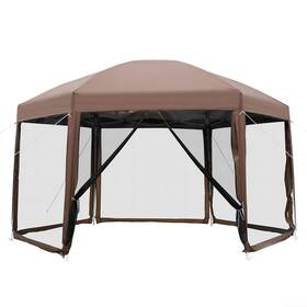 Paylesshere 195030086404 13x13ft Hexagonal Gazebo Party Tent Pop Up Screen House With Mosquito