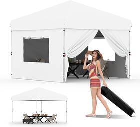 10b7o4bx287 Peakpursuit Pho 10x10ft Instant Pop Up Canopy Tent 4 Side Walls Complete Commercial Shelter White