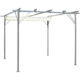 49325 Pergola With Retractable Roof Cream White 118.1inchx118.1inch Steel