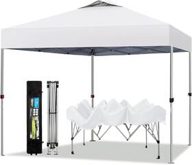 Phi Villa 670724099880 Pop-up Canopy 10x10 Patio Tent Instant Gazebo White With Wheeled Bag