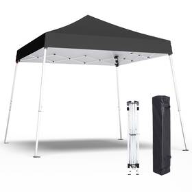 24xj-hei Phonwhon 10x10 Pop Up Canopy 300d Silver Coated Black Fabric Outdoor Gazebo Beach Te