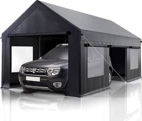 Cpq-p2012-dg Polar Aurora 12x20 Ft Heavy-duty Carport Canopy With Reinforced Base And Side-access Door Port