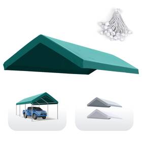3002c-g Quictent Carport Replacement Tarp Canopy Top Cover With Edge Bungees Balls For 1