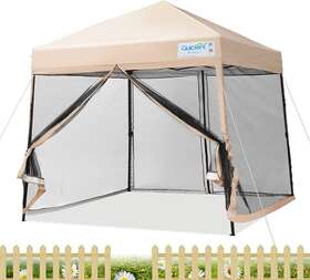 Quictent 692757922812 Slant Leg Pop Up Canopy Tent With Mosquito Netting Instant Screen House 9x9