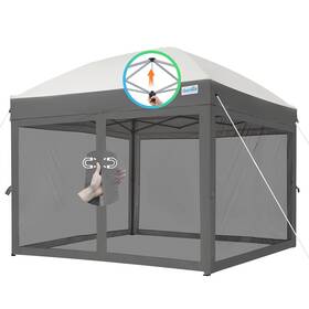 Ml-11hslt-cl1209ms-dgay-fba-2 Quictent 8ftx8ft Pop Up Canopy Tent With Netting Auto-close Magnetic Doors One Person