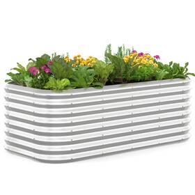 Quictent Qt-gb14-zn Raised Garden Bed Kit Oval Galvanized Metal Planter Box Tall For Vegetables O