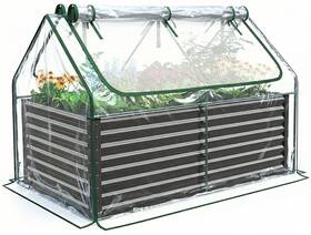 Quictent Qt-gb55-w-1 Raised Garden Bed Galvanized With Cover 6x3x2 Ft Clear Metal Planter Box Outdoor
