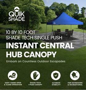 Tv-259006 Quik Shade 10 By Expedition Single Push Instant Canopy Blue