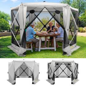 Raynesys P737879189856 6 Sided Pop Up Gazebo Tent Camping Screen For 6-8 Person Foldable Pop-