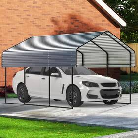 Real Relax 976975517109 10ftx15ft Heavy Duty Metal Carport Outdoor Garage Car Shelter Shade With Heavi